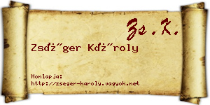 Zséger Károly névjegykártya